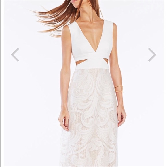 bcbg white lace dress